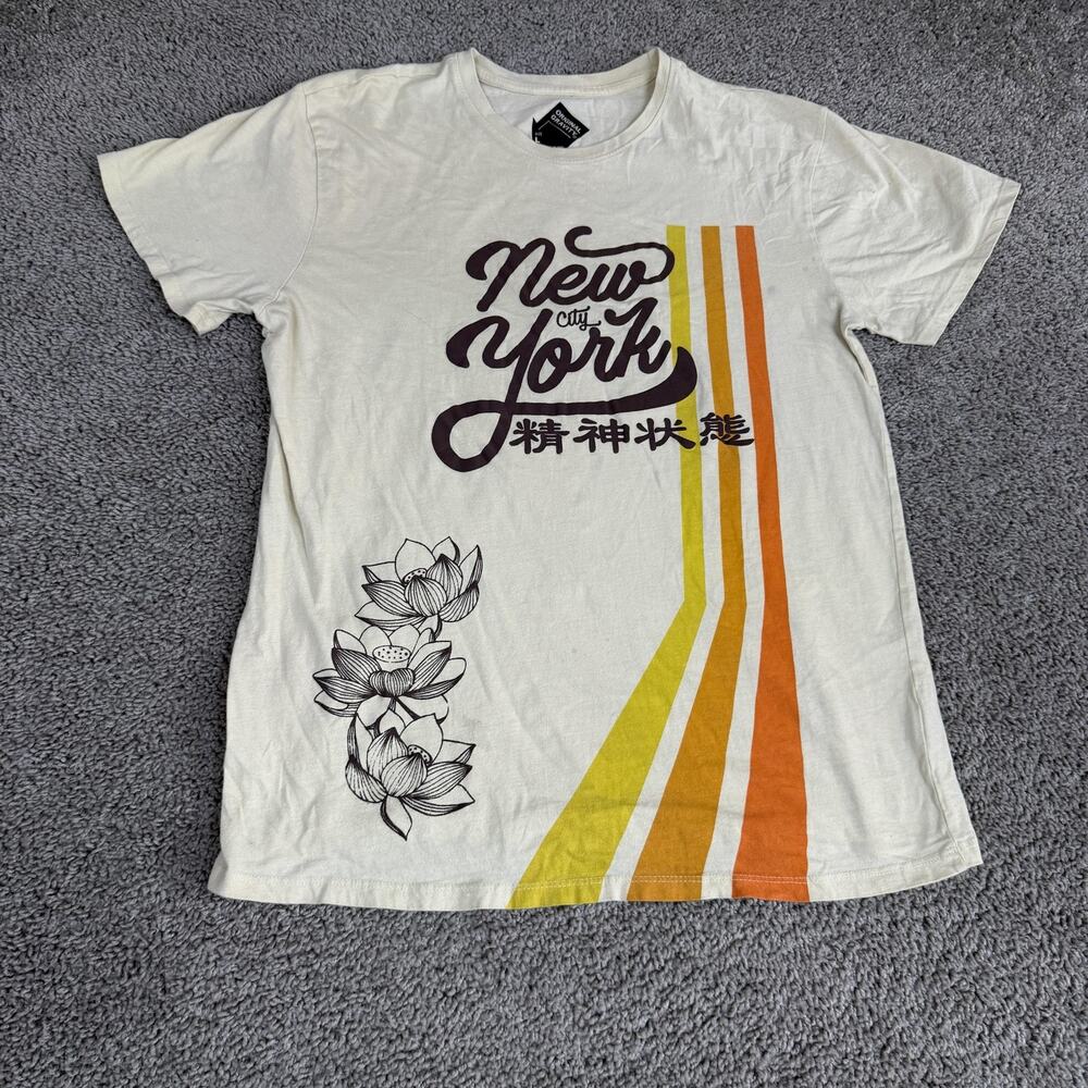 New York Lotus Shirt Mens Large White City Graphic Tee Original Gravity Top